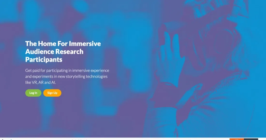 The TestXR participant site: ‘The home for immersive audience research participants’.